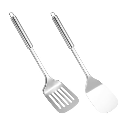 Edelstahl Spatel Set,Pfannenwender Edelstahl,Küchenutensilien Edelstahl,pfannenwender set,Pfannenwender Metall,Küchenhelfer Edelstahl für Antihaft-Kochgeschirr, spülmaschinenfest, leicht zu reinigen von PEGRAUFC