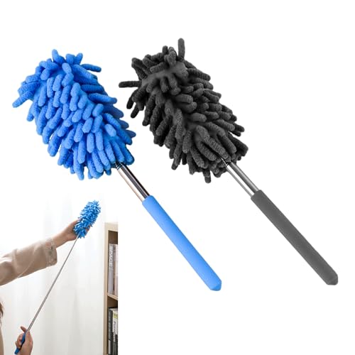 Pack of 2 Staubwedel Teleskop, Staubwischer Wedel Waschbar Mit Teleskop Stange, Microfaser Kratzfrei Staub Wischer, Geeignet für Decken, Staubwedel Lang Ausziehbar 75cm Einfache Entfernung von Staub von PEGRAUFC