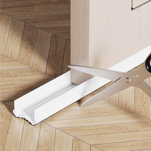 Silikon Türdichtung Weiß, 100cm Schallschutz Türdichtung Unten Selbstklebend für Türen 3.5-5.5CM Dicken - Kann Frei Geschnitten Werden, Zugluftstopper für Türen Als Schallschutz, Kälteschutz von PEGRAUFC