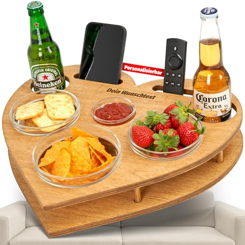 Couchbar Snackbox Herz 1.0 Eiche - Serviertablett mit 4 Glasschalen - Couch Organizer handgefertigt Couchbar Snackbox Herz 1.0 Eiche - Serviertablett mit 4 Glasschalen - Couch Organizer handgefertigt von PEGSEN