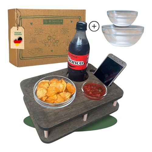 PEGSEN Couchbar Snackbar YOLO in Grau - PERSONALISIERBAR - Couch Bar mit 2 Snackschalen - Sofatablett für Snacks & Getränke - Snackbar mit Getränkehalter PEGSEN Couchbar Snackbar YOLO in Grau - PERSONALISIERBAR - Couch Bar mit 2 Snackschalen - Sofatablett für Snacks & Getränke - Snackbar mit Getränkehalter von PEGSEN