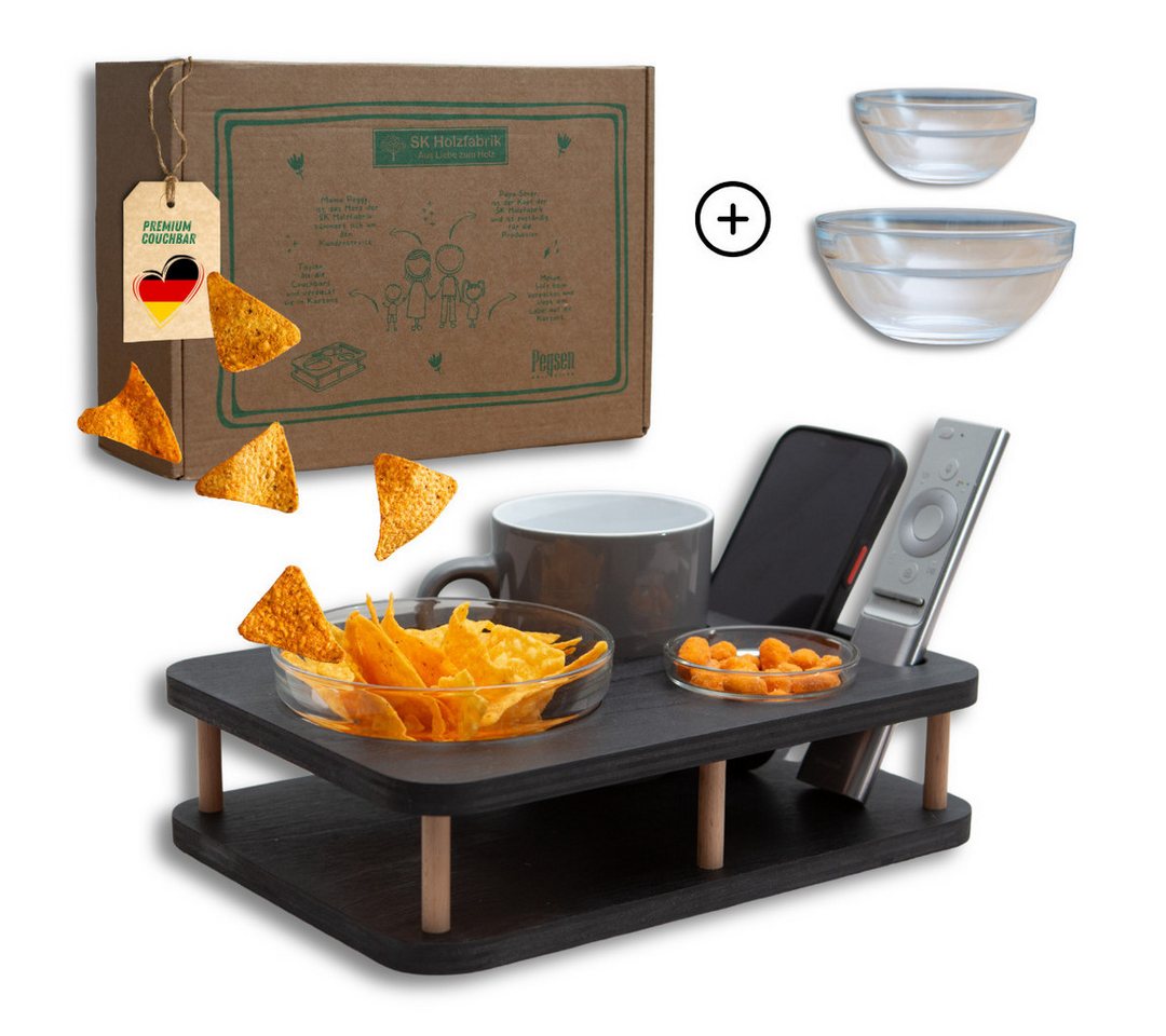 PEGSEN Servierplatte Couchbar Snackbar YOLO mit 2 Glasschalen, Getränke und Snacks stehen stabil und sicher PEGSEN Servierplatte Couchbar Snackbar YOLO mit 2 Glasschalen, Getränke und Snacks stehen stabil und sicher von PEGSEN