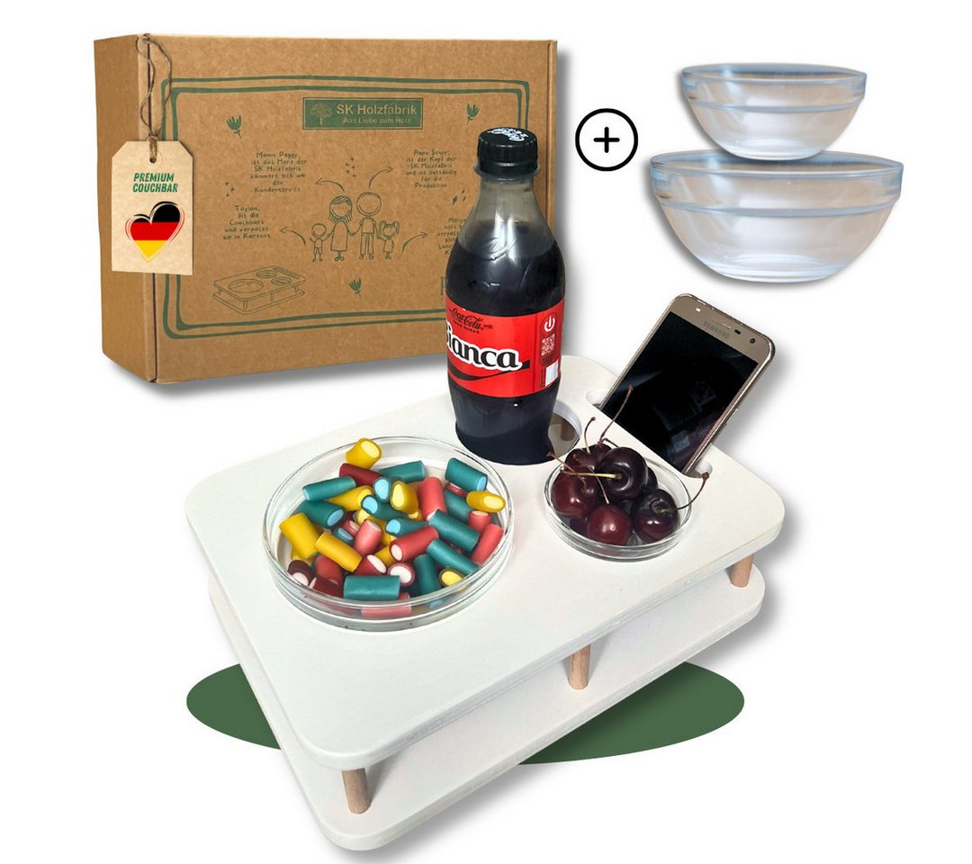 PEGSEN Tablett Couchbar Snackbar YOLO mit 2 Glasschalen Snacktablett, praktisch & stabil von PEGSEN