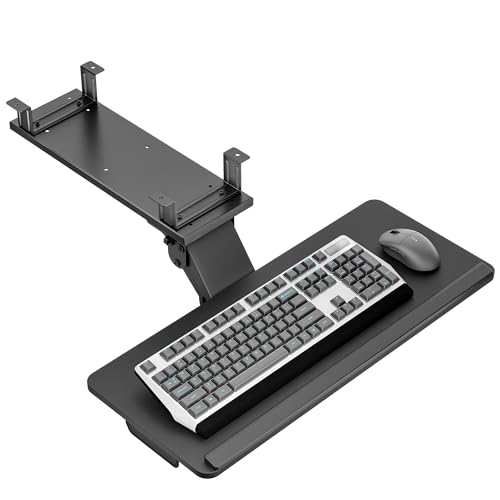 PEGZONE Tastaturablage unter dem Schreibtisch Mit Aufbewahrungsschublade, Große 635 x 270 mm, Ergonomic höhenverstellbare, Schwenk- und neigbare Tastaturablage für Büro, zu Hause von PEGZONE