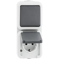 Aufputz-Kombination IP44, Wechsel-Schuko, grau D 6666 WAB von PEHA BY HONEYWELL
