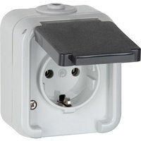 Aufputz-Steckdose, IP44, Schuko, grau D 6620 WAB - 1-fach von PEHA BY HONEYWELL