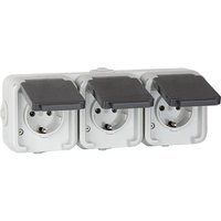 Aufputz-Steckdose, IP44, Schuko, waagrecht, grau D 6633 WAB - 3-fach Aufputz-Steckdose, IP44, Schuko, waagrecht, grau D 6633 WAB - 3-fach von PEHA BY HONEYWELL