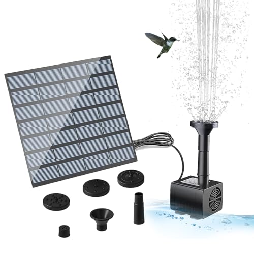 Solar Springbrunnen, 1.8W Solarpumpe Teichpumpe Solar Gartenbrunnen Wasserpumpe mit 4 Effekte, Solar Schwimmender Fontäne Pumpe für Garten,Teich,Vogel-Bad,Fisch-Behälte von PEHTIY