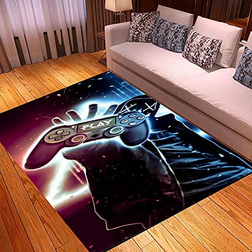 3D Anime Gamer Teppich Kinder Jungen Groß Kinderzimmer Gaming Teppich Schlafzimmer Dekoration Wohnzimmer Kurzflor Krabbelmatte Modern Weich Kinderteppiche Waschbarer Braun Schwarz (100x150 CM) von PEIHUODAN