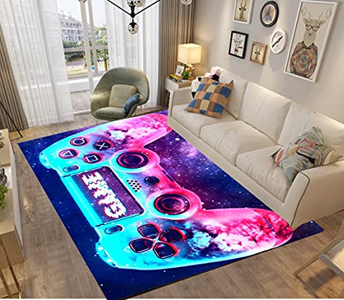 3D Galaxis Gamer Muster Teppich Kinder Jungen Groß Kinderzimmer Gaming Teppich Schlafzimmer Dekoration Wohnzimmer Krabbelmatte Modern Weich Kinderteppiche Waschbarer Blau Lila (120 x 160 cm) von PEIHUODAN