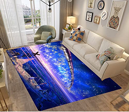 3D Galaxis Universum Anime Teppich Kinder Jungen Groß Kinderzimmer Teppich Schlafzimmer Dekoration Wohnzimmer Krabbelmatte Modern Weich Flanell Kinderteppiche Waschbarer (Violett,140x180 cm) von PEIHUODAN