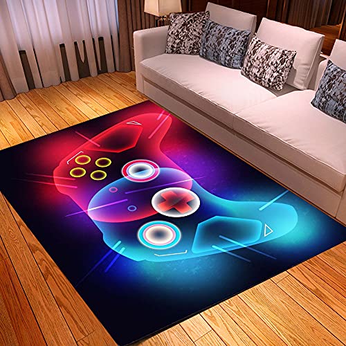 3D Gamer Teppich Kinder Jungen Teenager Groß Kinderzimmer Gaming Teppich Schlafzimmer Dekoration Wohnzimmer Krabbelmatte Modern Weich Kinderteppiche Bunt Waschbarer (100 x 160 cm,schwarz bunt) von PEIHUODAN