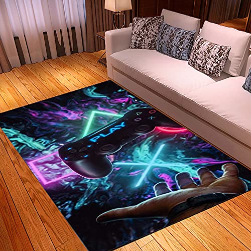 Anime Gamer Teppich Kinder Jungen Groß Kinderzimmer Gaming Teppich Schlafzimmer Dekoration Wohnzimmer Badezimmer Kurzflor Krabbelmatte Modern Weich Kinderteppiche Waschbarer (Grün,120x180 cm) von PEIHUODAN