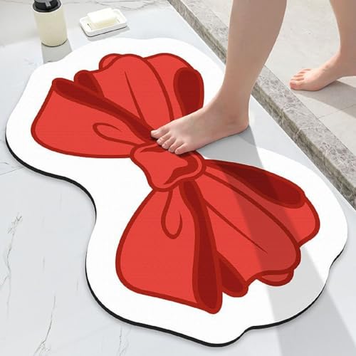 Badematte Mit Schleife, Süßer Schleifenteppich, Rutschfeste Badematten Für Badezimmer, Mädchen, Schlafzimmer, Eingang, Kieselalgenschlamm-Material, Maschinenwaschbar, Super Saugfähig (Red,50x80cm) Badematte Mit Schleife, Süßer Schleifenteppich, Rutschfeste Badematten Für Badezimmer, Mädchen, Schlafzimmer, Eingang, Kieselalgenschlamm-Material, Maschinenwaschbar, Super Saugfähig (Red,50x80cm) von PEIHUODAN