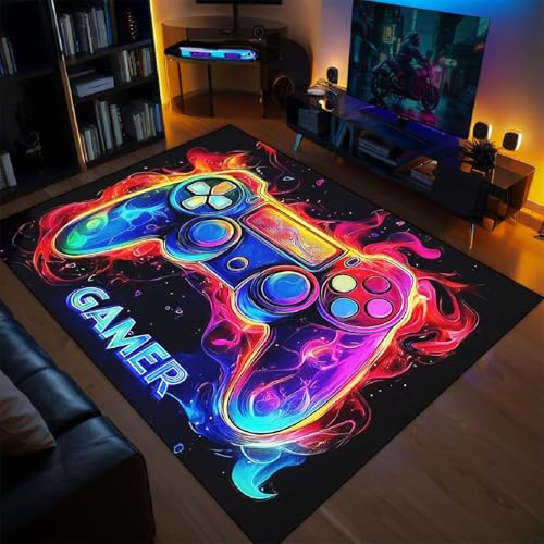 Gaming-Teppich Für Jugendzimmer Jungen Kinder, Coole Gamer Teppiche Mit Gamepads Pc Controller Motiv Design, Rutschfeste Teppich Für Kinderzimmer, Dekoration Für Gaming-Zimmer (Colour 1,120x160cm) von PEIHUODAN