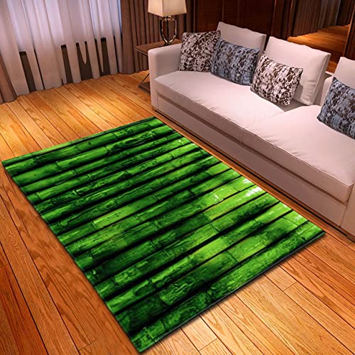 Grün Brauner Bambus 3D-Teppich für Wohnzimmer Kurzflor Schlafzimmer Teppich Küchenspüle Rutschfeste Matte Anti Ermüdungs Weichbodenmatte Bamboo Kinderspielmatte Läufer (Dunkelgrün,80x160 cm) von PEIHUODAN