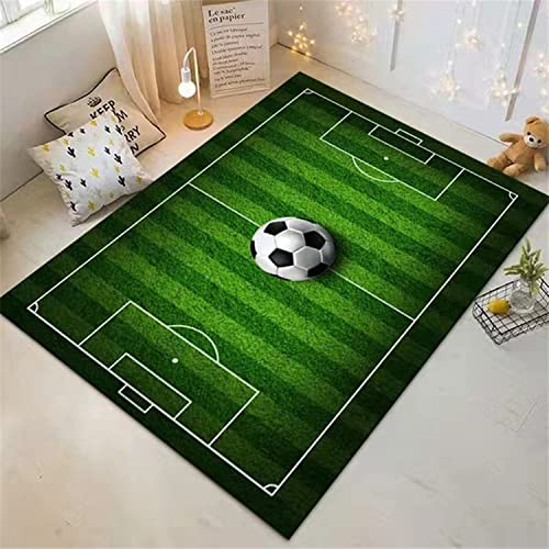 Kinderspielteppich Kurzflor Fußball Themen teppich grüner Fußballplatz Bedruckt Jungen Teenager Sportspiele Wohnzimmer Schlafzimmer Teppich Heimteppich Dekoration Fußmatte (Farbe 1,100x120 cm) von PEIHUODAN