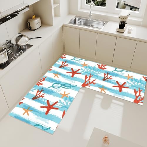 Küchenteppich Läufer 3D Marmordesign Kieselalgen Schlammmatte Quick Drying Super Saugfähig Schwarz Grau Geometrische Badematte, Rutschfeste Abflussmatte L-förmiger Teppich (Color 2,80x45 cm) von PEIHUODAN