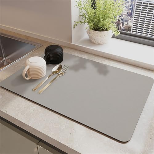Küchentisch-Trockenmatte Absorbierende Abtropfbrett-Matten Schnell Trocknende Kaffeematte Geeignet Für Kaffeemaschinen, Küchen, Waschbecken Und Badezimmer, Badematte, Tischsets (Grey,30x40cm) von PEIHUODAN