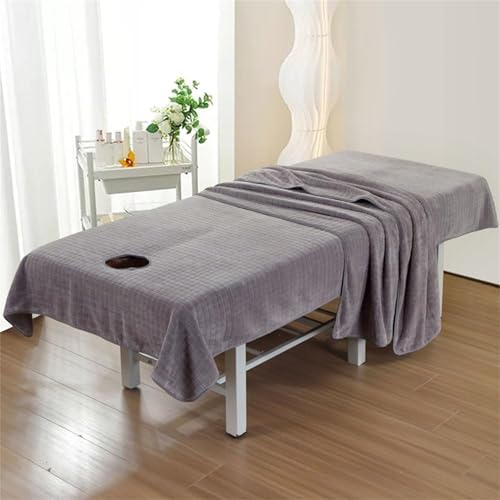 Massage Bettbezug Laken Mit Gesichtsloch, Mikrofaser Dicke Waschbar Massage Bettbezug Beauty Massage SPA Couch Abdeckung Handtuch Geeignet Für Salons Therapeuten (Grau,210x120cm(with Face Hole)) von PEIHUODAN