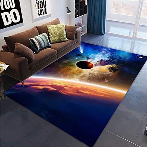 Mysterious Planet Living Room Carpet Large Cosmic Galaxy Area Carpet Kinderspiel-Bodenmatte Rutschfester Schlafzimmerteppich Bettvorleger Badematte Fußmatte Küchenspüle Rug (Farbe 2,160 x 200 cm) von PEIHUODAN