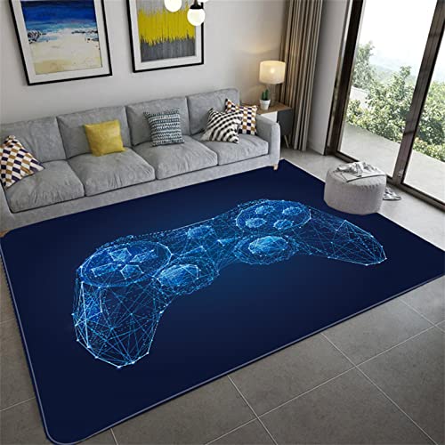 PEIHUODAN 3D Anime Gamer Teppich Kinder Jungen Groß Kinderzimmer Gaming Teppich Schlafzimmer Dekoration Wohnzimmer Kurzflor Krabbelmatte Modern Weich Kinderteppiche Waschbarer (Blau,120x160 cm) von PEIHUODAN