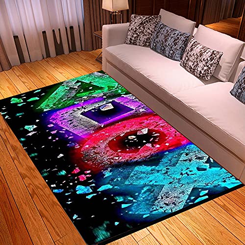 PEIHUODAN 3D Gamer Teppich Kinder Jungen Teenager Groß Kinderzimmer Gaming Teppich Schlafzimmer Dekoration Wohnzimmer Krabbelmatte Modern Weich Kinderteppiche Bunt Waschbarer (100 x 160 cm,rot blau) von PEIHUODAN