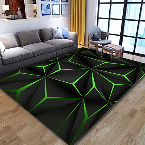 PEIHUODAN 3D Schwarz Abstrakte Geometrie Moderne Spielzimmer Wohnzimmer Teppich Dreiecksmuster Stein Langer Teppich Küchenspüle rutschfeste Fußmatte Badezimmer Bodenmatte (Farbe 6,140 * 200cm) von PEIHUODAN