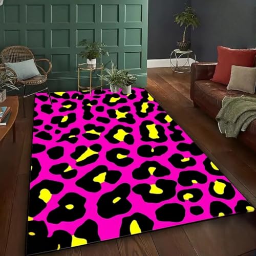 PEIHUODAN Bunt 3D Teppich mit Leopard Kurzem Haar, modern Wohndekor Teppich für Wohnzimmer Schlafzimmer Arbeitszimmer, Weiche Bodenmatte am Bett, Badematte rutschfest, 100x150 cm, Color4 PEIHUODAN Bunt 3D Teppich mit Leopard Kurzem Haar, modern Wohndekor Teppich für Wohnzimmer Schlafzimmer Arbeitszimmer, Weiche Bodenmatte am Bett, Badematte rutschfest, 100x150 cm, Color4 von PEIHUODAN