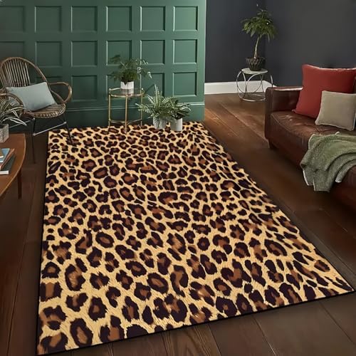 PEIHUODAN Bunt 3D Teppich mit Leopard Kurzem Haar, modern Wohndekor Teppich für Wohnzimmer Schlafzimmer Arbeitszimmer, Weiche Bodenmatte am Bett, Badematte rutschfest, 120x160 cm, Color1 PEIHUODAN Bunt 3D Teppich mit Leopard Kurzem Haar, modern Wohndekor Teppich für Wohnzimmer Schlafzimmer Arbeitszimmer, Weiche Bodenmatte am Bett, Badematte rutschfest, 120x160 cm, Color1 von PEIHUODAN