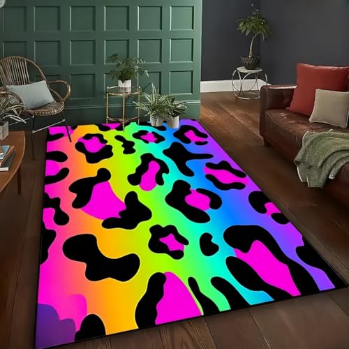 PEIHUODAN Bunt 3D Teppich mit Leopard Kurzem Haar, modern Wohndekor Teppich für Wohnzimmer Schlafzimmer Arbeitszimmer, Weiche Bodenmatte am Bett, Badematte rutschfest, 140x200 cm, Color2 PEIHUODAN Bunt 3D Teppich mit Leopard Kurzem Haar, modern Wohndekor Teppich für Wohnzimmer Schlafzimmer Arbeitszimmer, Weiche Bodenmatte am Bett, Badematte rutschfest, 140x200 cm, Color2 von PEIHUODAN