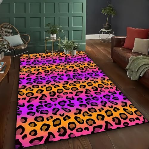 PEIHUODAN Bunt 3D Teppich mit Leopard Kurzem Haar, modern Wohndekor Teppich für Wohnzimmer Schlafzimmer Arbeitszimmer, Weiche Bodenmatte am Bett, Badematte rutschfest, 140x200 cm, Color3 PEIHUODAN Bunt 3D Teppich mit Leopard Kurzem Haar, modern Wohndekor Teppich für Wohnzimmer Schlafzimmer Arbeitszimmer, Weiche Bodenmatte am Bett, Badematte rutschfest, 140x200 cm, Color3 von PEIHUODAN