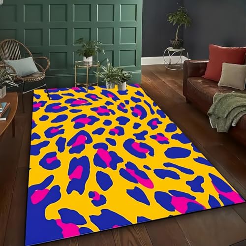 PEIHUODAN Bunt 3D Teppich mit Leopard Kurzem Haar, modern Wohndekor Teppich für Wohnzimmer Schlafzimmer Arbeitszimmer, Weiche Bodenmatte am Bett, Badematte rutschfest, 140x200 cm, Color5 PEIHUODAN Bunt 3D Teppich mit Leopard Kurzem Haar, modern Wohndekor Teppich für Wohnzimmer Schlafzimmer Arbeitszimmer, Weiche Bodenmatte am Bett, Badematte rutschfest, 140x200 cm, Color5 von PEIHUODAN