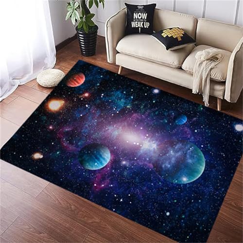 PEIHUODAN Cooler Teppich Mit Kosmischem Planetenexplosionsmotiv, Dekorative Fußmatte Für Das Schlafzimmer Eines Jugendlichen, Rutschfester Teppich Für Das Kinderzimmer Wohnzimmer (Farbe 4,50x80cm) von PEIHUODAN
