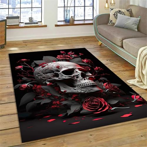 PEIHUODAN Dekorative Teppiche Für Jungenzimmer, Cooler Teppich Mit Dunkler Atmosphäre Im Gothic-Horror-Stil, Gaming-Bodenmatte Für Jugendliche Kinder Für Wohnzimmer Schlafzimmer (Farbe 2,120x160cm) von PEIHUODAN