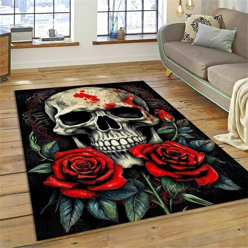 PEIHUODAN Dekorative Teppiche Für Jungenzimmer, Cooler Teppich Mit Dunkler Atmosphäre Im Gothic-Horror-Stil, Gaming-Bodenmatte Für Jugendliche Kinder Für Wohnzimmer Schlafzimmer (Farbe 3,120x160cm) von PEIHUODAN