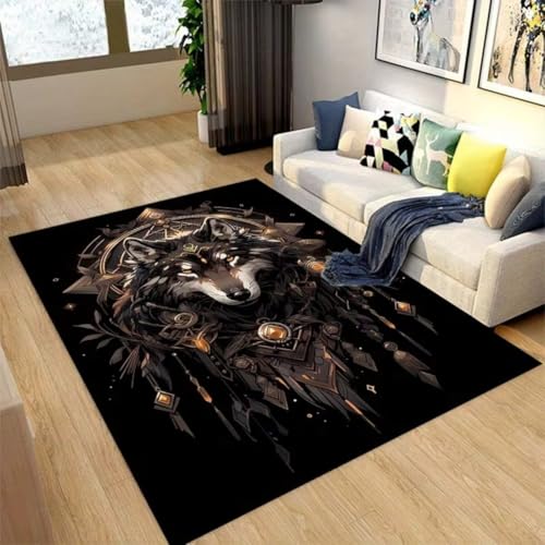 PEIHUODAN Fantasy Animal 3D Leopard Löwe Tiger Flanell-Teppich Für Männer Jungen Teenager Schlafzimmer Rutschfester Teppich Geeignet Für Wohnzimmer Spielzimmer Badezimmer Läufer (Color 2,120x160 cm) von PEIHUODAN