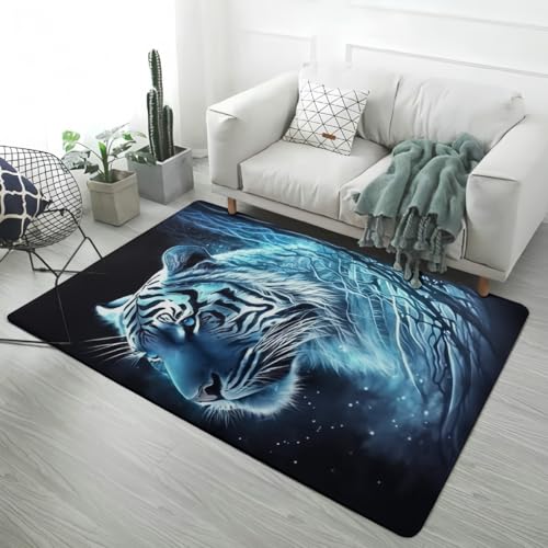 PEIHUODAN Fantasy Animal 3D Leopard Löwe Tiger Flanell-Teppich Für Männer Jungen Teenager Schlafzimmer Rutschfester Teppich Geeignet Für Wohnzimmer Spielzimmer Badezimmer Läufer (Color 3,120x180 cm) von PEIHUODAN