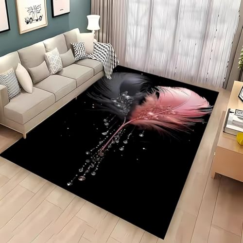 PEIHUODAN Flamingo-Dekoteppich, Dekorative Bodenmatten Für Wohnzimmer Schlafzimmer, Carpet Für Spielzimmer Von Jugendlichen Kindern, Pink Mit Flammen-Flamingo Für Jungenzimmer (Farbe 1,160x230cm) von PEIHUODAN