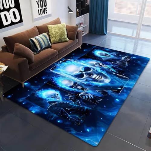 PEIHUODAN Flammen Schädel Gothic 3D Bereich Teppich Schwarz Grau Skull Kurze Haare Wohndeko Teppich für Wohnzimmer Schlafzimmer Spielzimmer rutschfest Badematte, 50x80 cm, Color3 PEIHUODAN Flammen Schädel Gothic 3D Bereich Teppich Schwarz Grau Skull Kurze Haare Wohndeko Teppich für Wohnzimmer Schlafzimmer Spielzimmer rutschfest Badematte, 50x80 cm, Color3 von PEIHUODAN