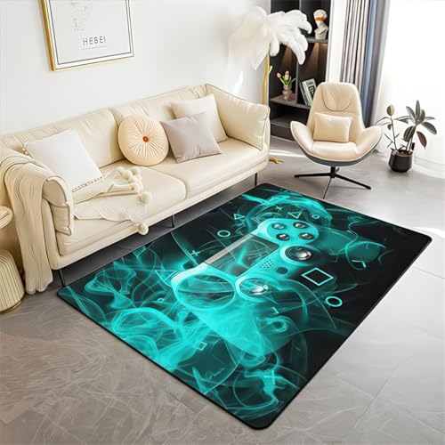 PEIHUODAN Gaming-Bereich Teppich, Cooler Graffiti-Neon-Spielatmosphäre-Teppich Für Zu Hause, Jugendliche Und Kinderzimmer, Geeignet Für Wohnzimmer, Spielzimmer, Jungenzimmer (Farbe 2,140x200cm) von PEIHUODAN