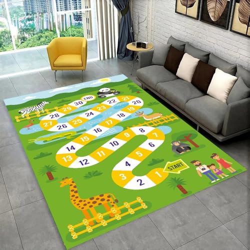PEIHUODAN Gaming Teppich Jungen Mädchen Teenager Weicher Flauschiger Plüschteppich Cartoon Katze Panda 3D Spielmatte rutschfest Kinderzimmer Deko Teppiche Nachttischläufer (Grün,50x80 cm) von PEIHUODAN