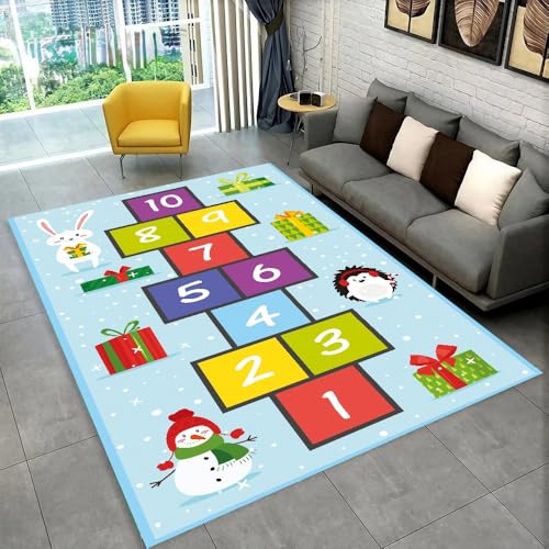 PEIHUODAN Gaming Teppich Jungen Mädchen Teenager Weicher Flauschiger Plüschteppich Cartoon Katze Panda 3D Spielmatte rutschfest Kinderzimmer Deko Teppiche Nachttischläufer (Hellblau,160x230 cm) von PEIHUODAN