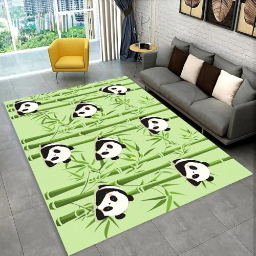 PEIHUODAN Gaming Teppich Jungen Mädchen Teenager Weicher Flauschiger Plüschteppich Cartoon Katze Panda 3D Spielmatte rutschfest Kinderzimmer Deko Teppiche Nachttischläufer (Hellgrün 1,140x200 cm) von PEIHUODAN