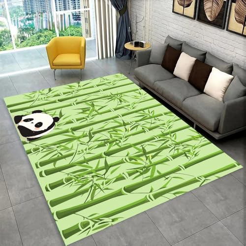 PEIHUODAN Gaming Teppich Jungen Mädchen Teenager Weicher Flauschiger Plüschteppich Cartoon Katze Panda 3D Spielmatte rutschfest Kinderzimmer Deko Teppiche Nachttischläufer (Hellgrün 2,120x180 cm) von PEIHUODAN