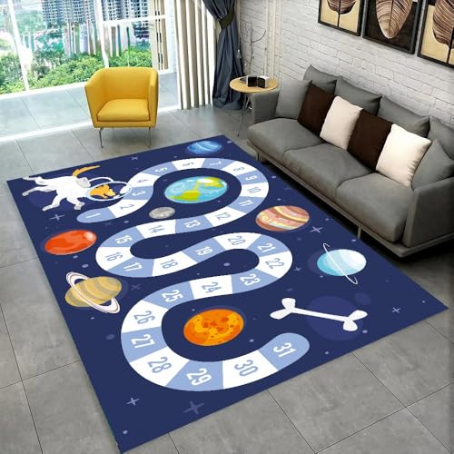 PEIHUODAN Gaming Teppich Jungen Mädchen Teenager Weicher Flauschiger Plüschteppich Cartoon Katze Panda 3D Spielmatte rutschfest Kinderzimmer Deko Teppiche Nachttischläufer (Navy,120x180 cm) von PEIHUODAN