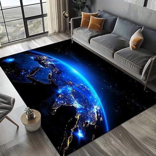 PEIHUODAN Gaming Teppich Wohnzimmer Weltraum Thema Cool Galaxy Star 3D Muster rutschfest Waschbar Mädchen Jungen Kinder Gamer Teppich Kinderzimmer Jugendzimmer Deko (Farbe 2,80x160cm) von PEIHUODAN