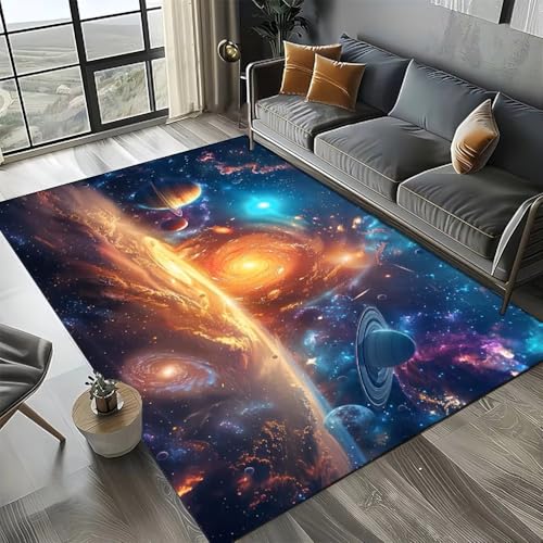 PEIHUODAN Gaming Teppich Wohnzimmer Weltraum Thema Cool Galaxy Star 3D Muster rutschfest Waschbar Mädchen Jungen Kinder Gamer Teppich Kinderzimmer Jugendzimmer Deko (Farbe 4,50x80cm) von PEIHUODAN