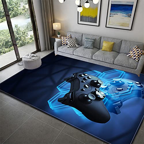 PEIHUODAN Große Wohnzimmer Teppich Spielmaschine 3D Moderner Junge Mädchen Schlafzimmer Teppich Rutschfester Gamepad Fußmatten Waschbare Kinderzimmer Teppiche Läufer Rug Gaming (Blau,160 x 200 cm) von PEIHUODAN