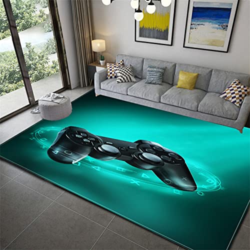 PEIHUODAN Große Wohnzimmer Teppich Spielmaschine 3D Moderner Junge Mädchen Schlafzimmer Teppich Rutschfester Gamepad Fußmatten Waschbare Kinderzimmer Teppiche Läufer Rug Gaming (Grün,100 x 150 cm) von PEIHUODAN